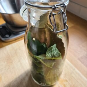 Les mettre dans un récipient en verre ou en grès avec le vin.